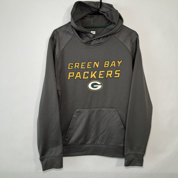 Green Bay Packers Hoodie Sweatshirt Mens Size M Medium Gray NFL Team Apparel TX3 - Picture 1 of 8